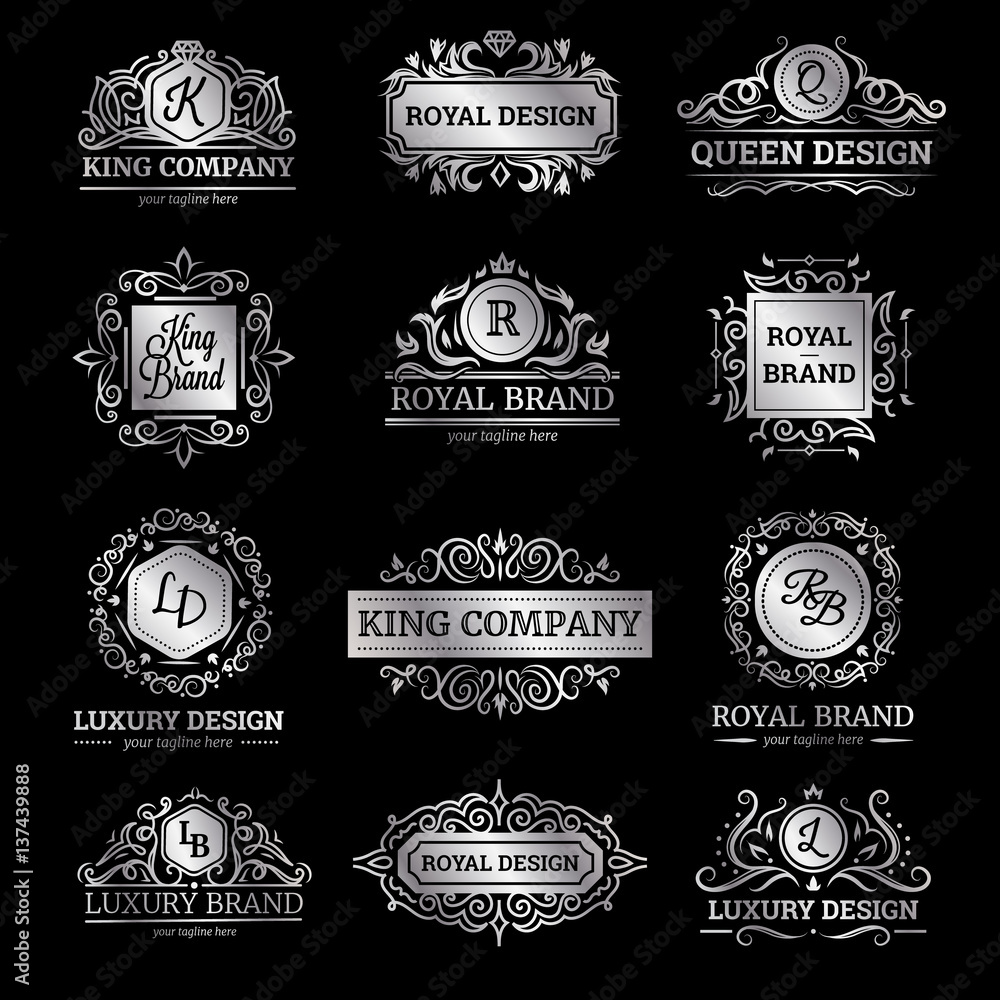 Silver Luxury Labels Set Stock Vector | Adobe Stock
