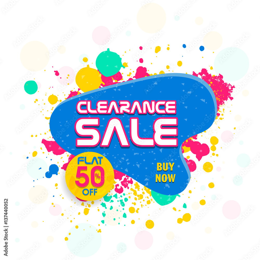 Clearance Sale Poster, Banner, Flyer, Pamphlet, Flat Discount Upto 50% Off.