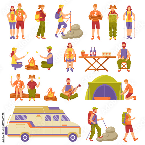 Outdoor Summer Travel Icons Set 