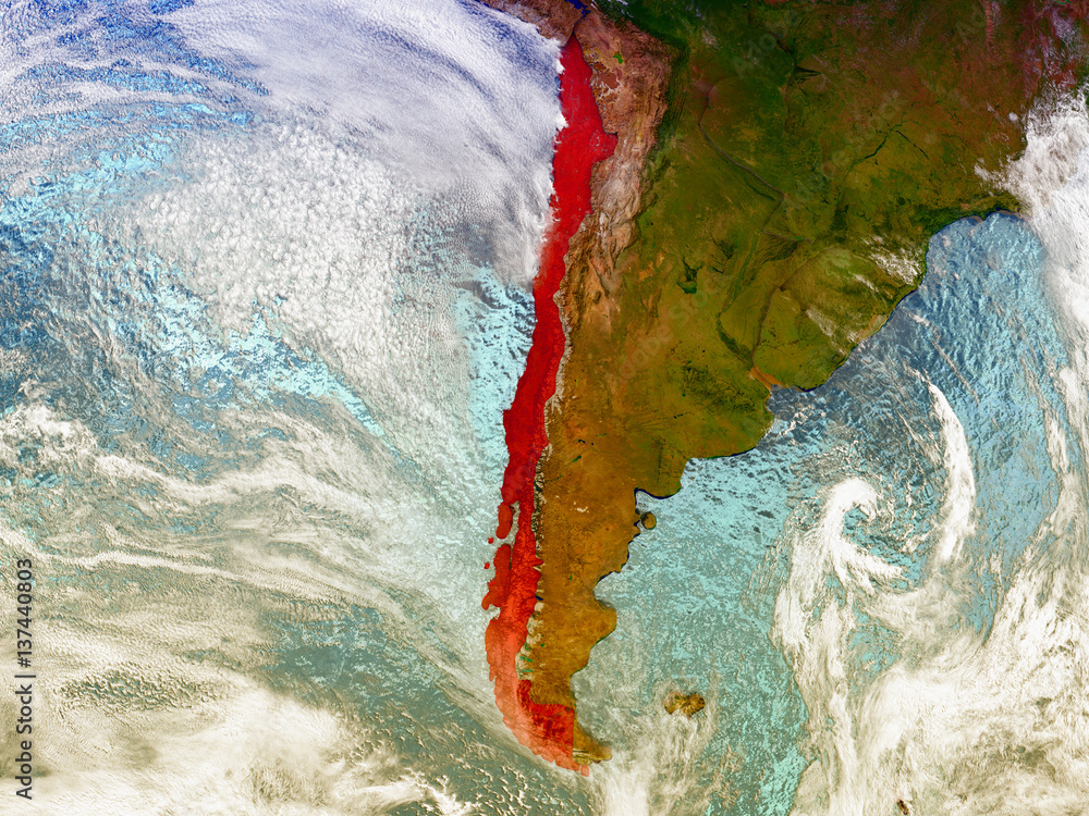 Obraz Chile on illustrated globe
