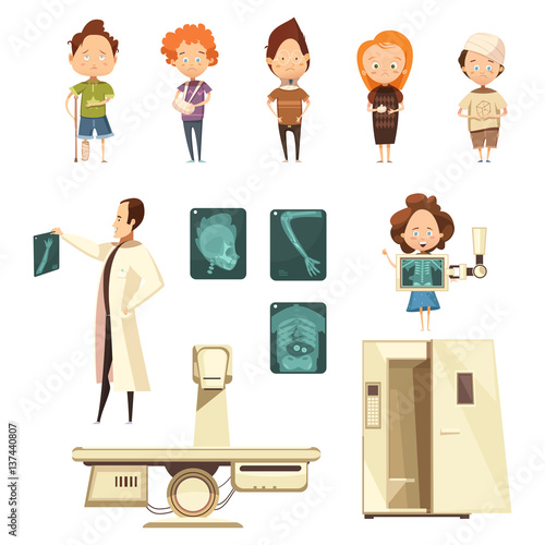Bone Injury X-ray Cartoon Icons Collection