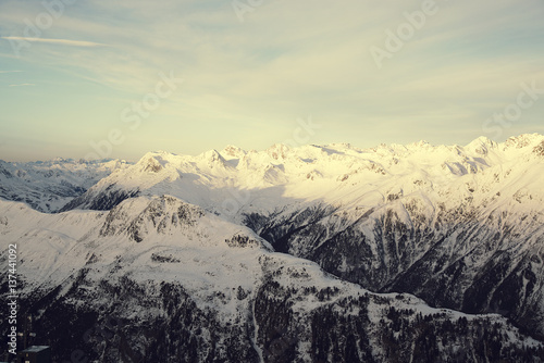 Panorama of the Alps winter morning  Ischgl  Austria