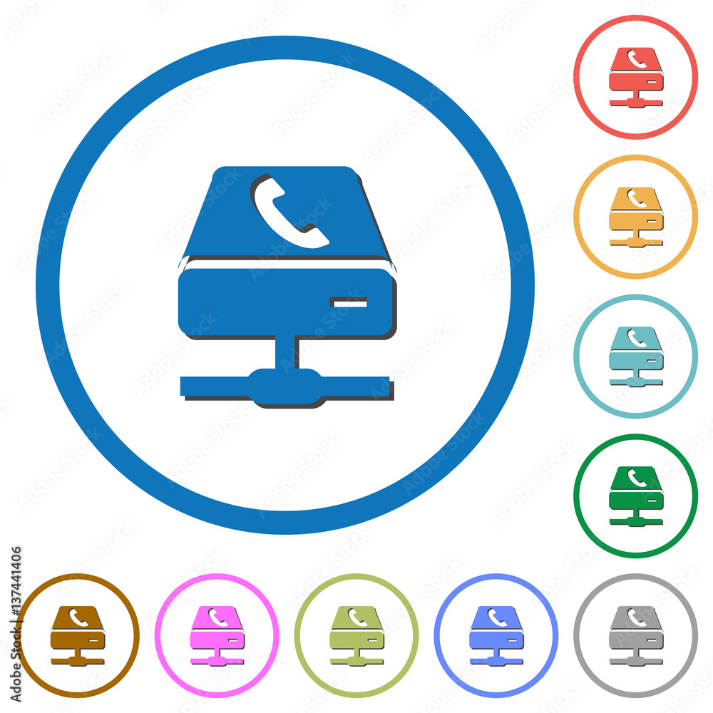 VoIP services icons with shadows and outlines VoIP services icons with shadows and outlines