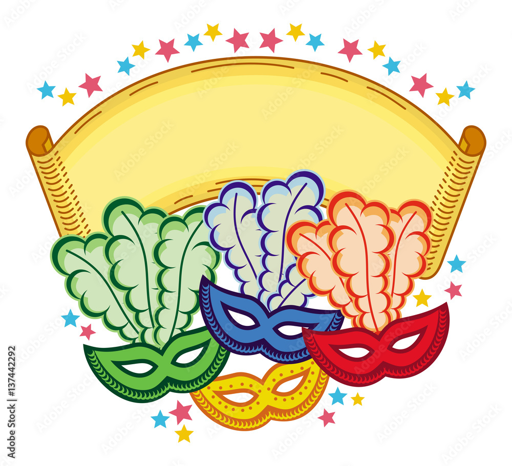 Color frame with carnival masks. Raster clip art. Color frame with carnival masks. Raster clip art.