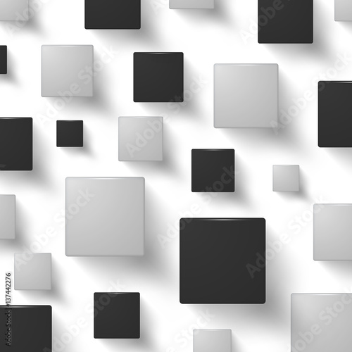 Abstract black and white squares vector background.