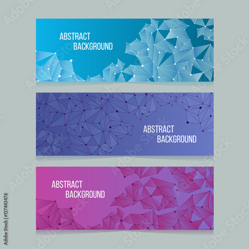 Abstract network digital cells banners. Vector banner backgrounds with connectivity patterns