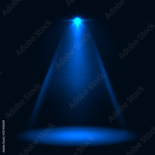 Abstract blue stage spotlight vector background.