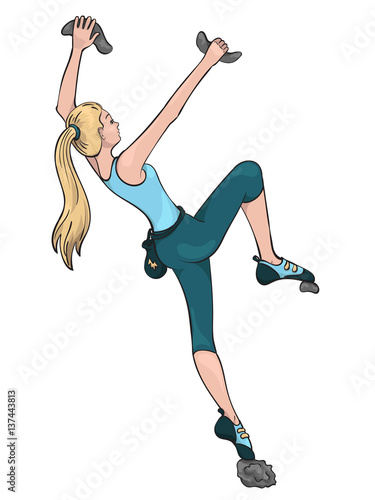 Vector illustration of a climbing girl in the gym
