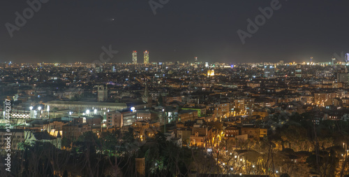 Barcelona night panoramic view