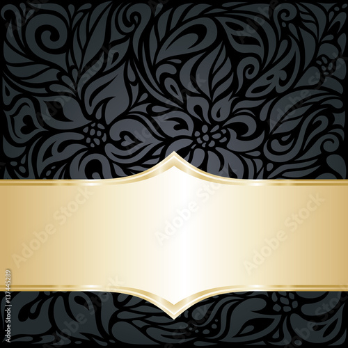 Decorative black & gold floral luxury wallpaper background design