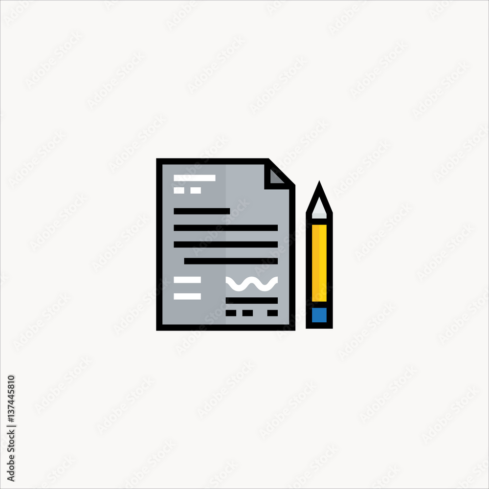 contract icon flat design contract icon flat design