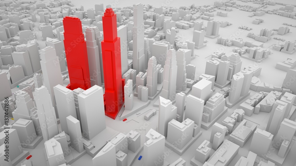 Fototapeta premium Abstract urban landscape, 3 d render