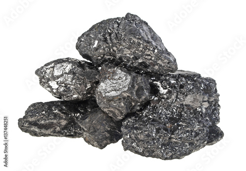 Pile of coal isolated on a white background