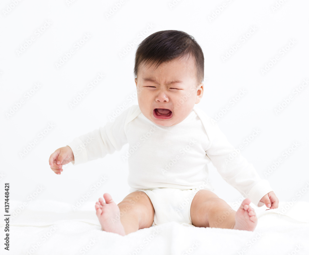 Crying baby boy isolated on white Crying baby boy isolated on white