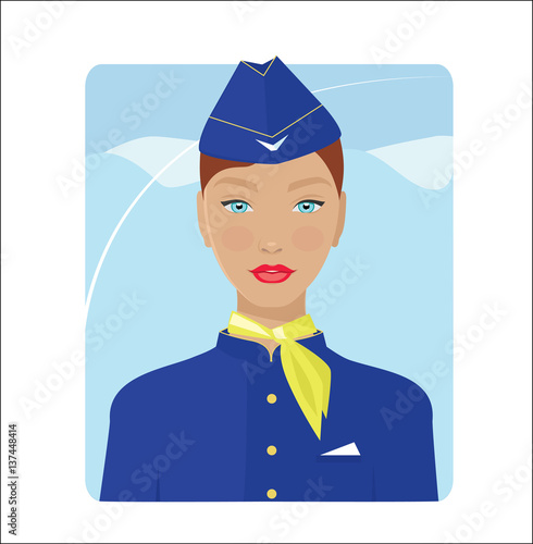 illustration beautiful flight attendant 