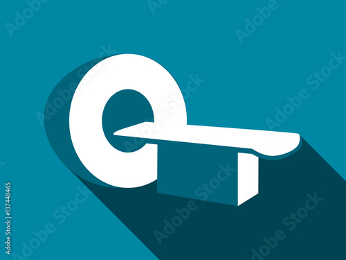 Tomography icon with long shadow. Magnetic resonance imaging. Vector illustration