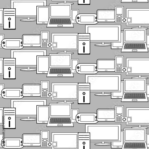 Seamless pattern from icons of electronic devices.