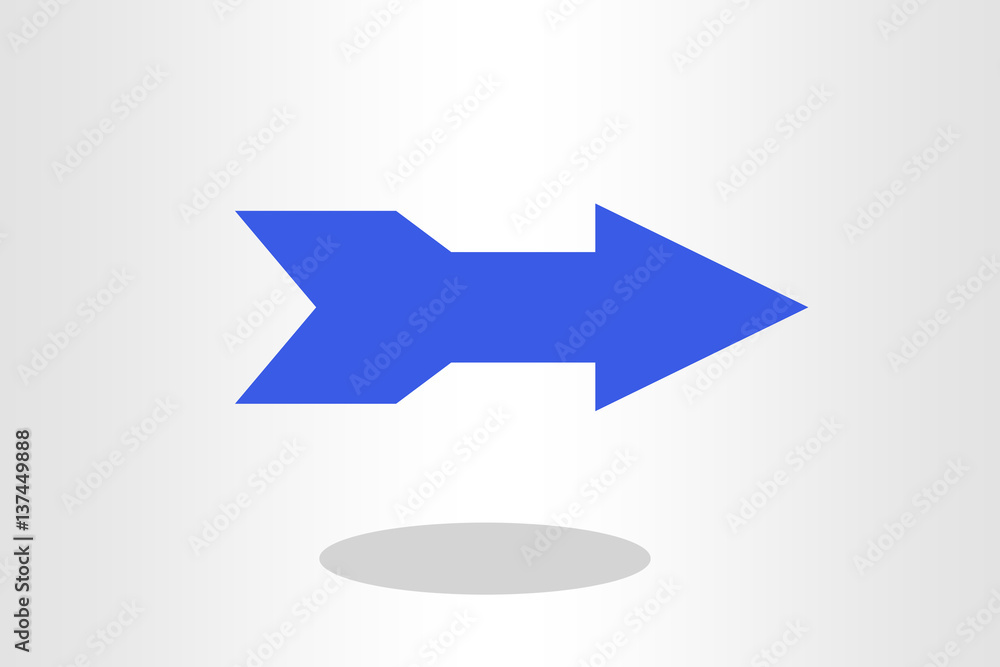 Fototapeta premium Illustration of blue arrow against plain background