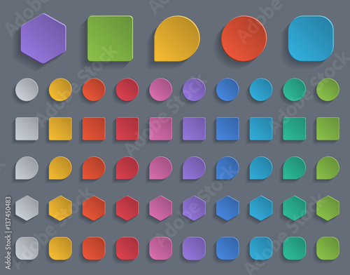 Set of colorful paper buttons.