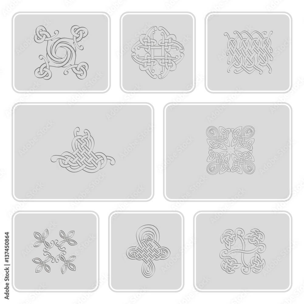 Fototapeta premium monochrome icons set with Celtic art and ethnic ornaments for your design