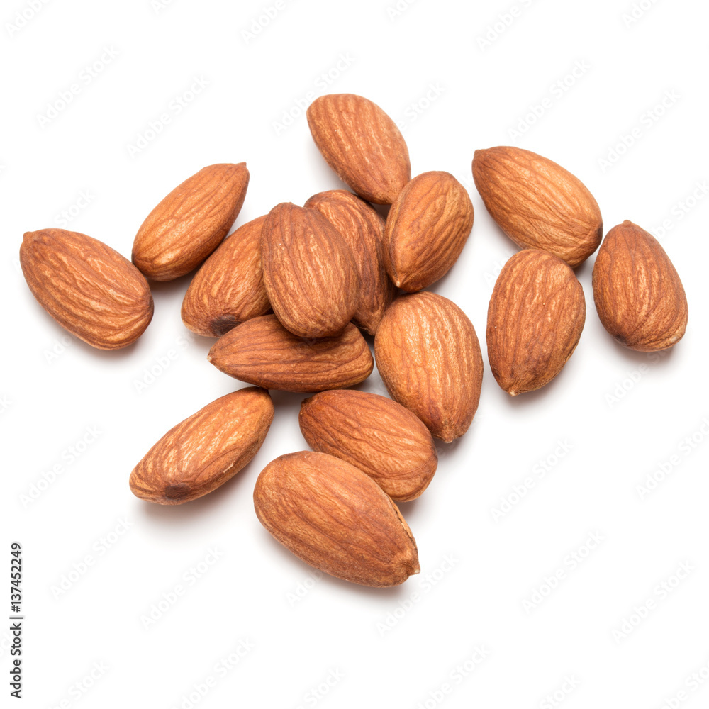 almond nuts isolated on white background close up almond nuts isolated on white background close up