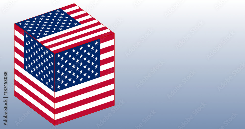 Fototapeta premium USA Flagge Würfel mit neutralem Hintergrund