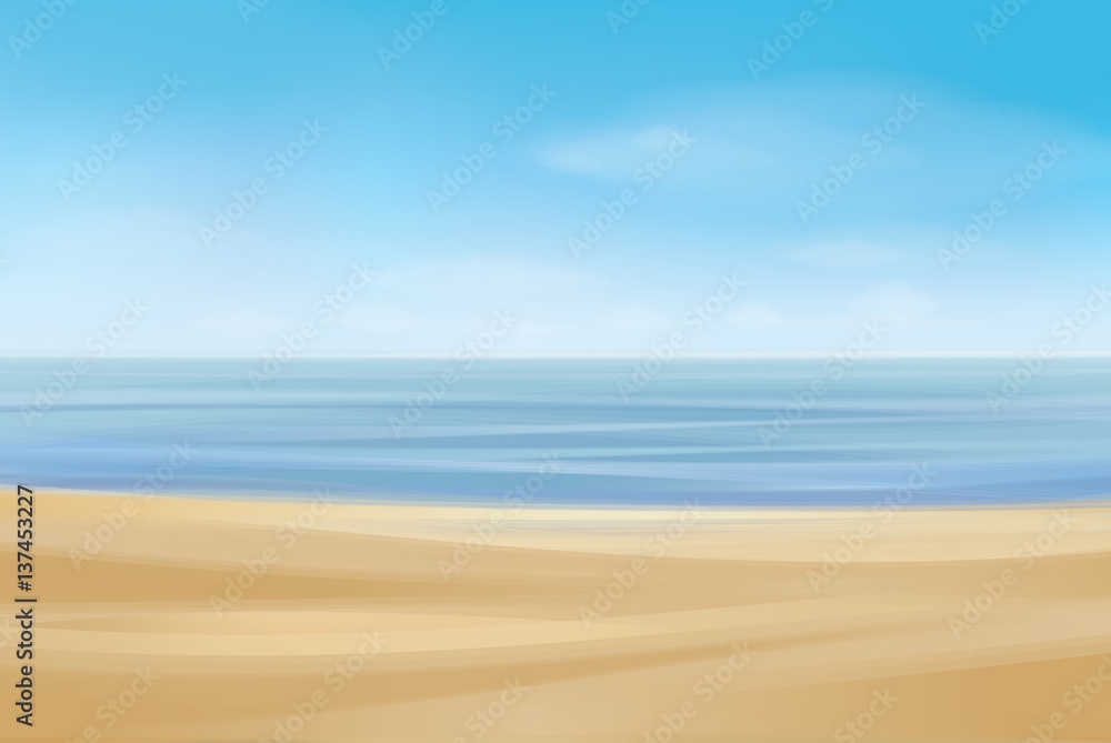 Vector ocean with blue sky and sandy beach. Vector ocean with blue sky and sandy beach.