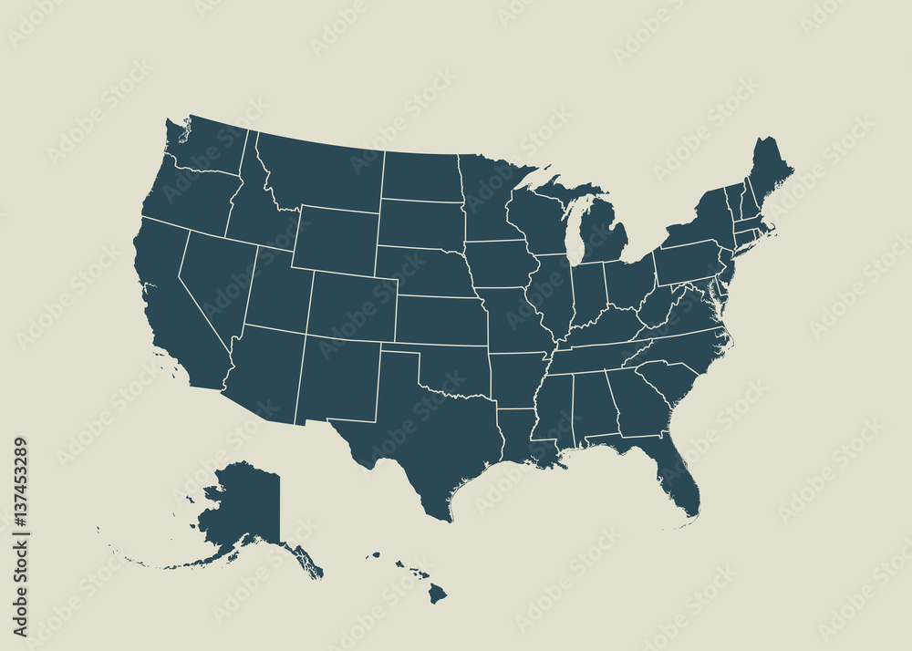 Outline map of USA.  vector illustration.