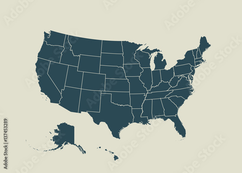 Outline map of USA. vector illustration.