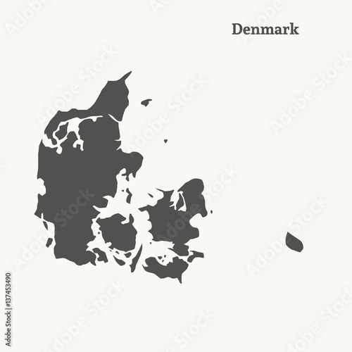 Outline map of Denmark. vector illustration.