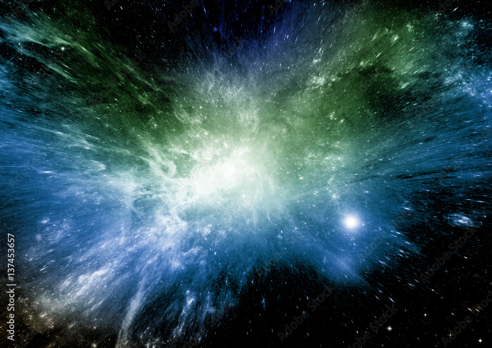Stars, dust and gas nebula in a far galaxy Stars, dust and gas nebula in a far galaxy