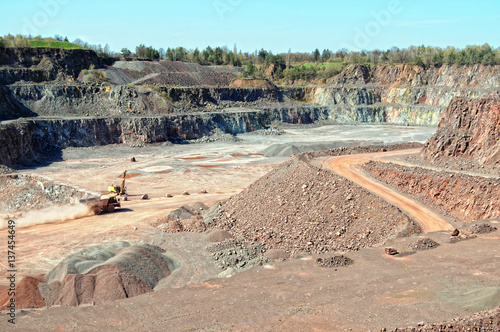 View into a quarry mine of porphyry rock