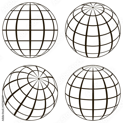 Set globe, the technical picture of the contours of the earth