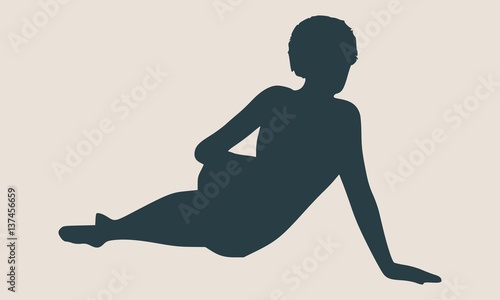 Vector illustration of a woman lying on the floor isolated over a grey background. Relaxing pose