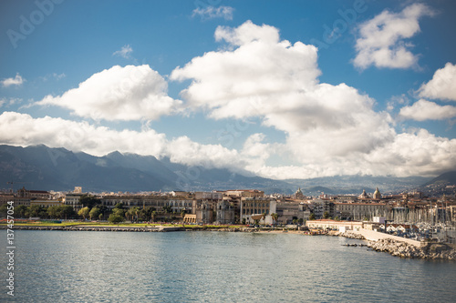 view of Palermo city,Sicily,from the ship