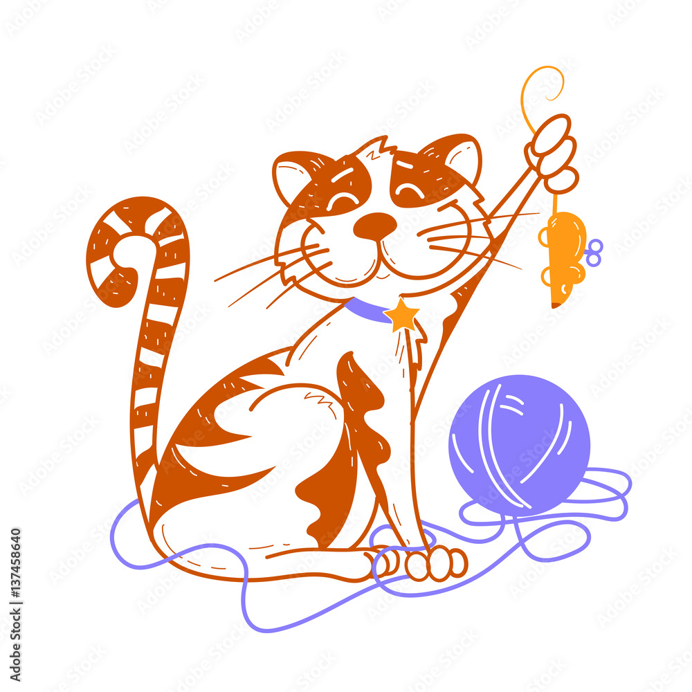 Fototapeta premium Illustration of funny cat
