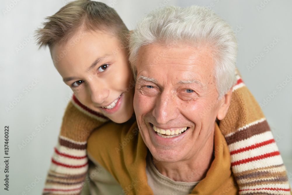happy grandfather and grandson happy grandfather and grandson
