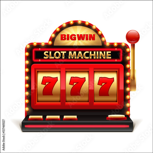 slot machine isolated on white 3d casino object 777 big win