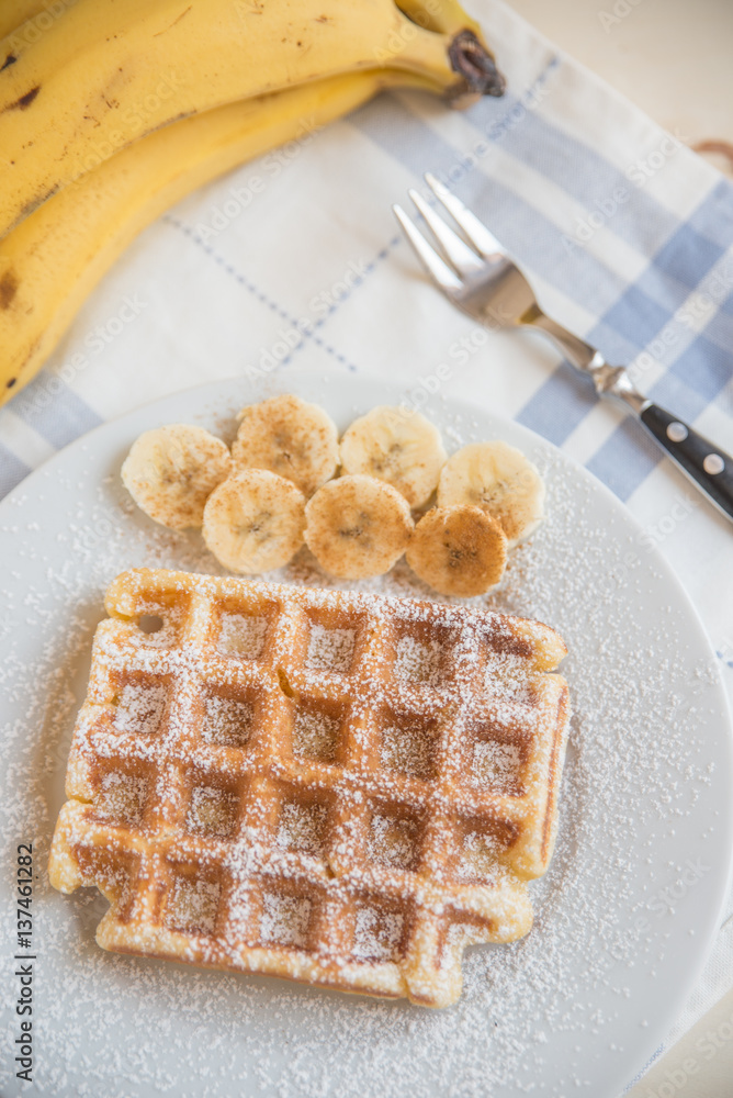Waffeln mit Banane Waffeln mit Banane