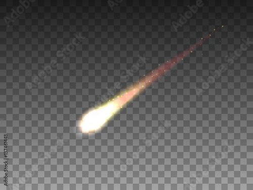 Vector illustration of realistic falling comet photo