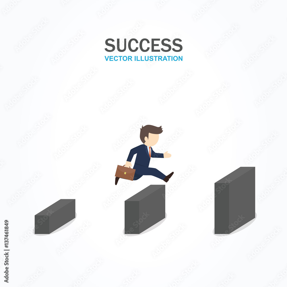 Man jump over the higher wall. Success Concept.