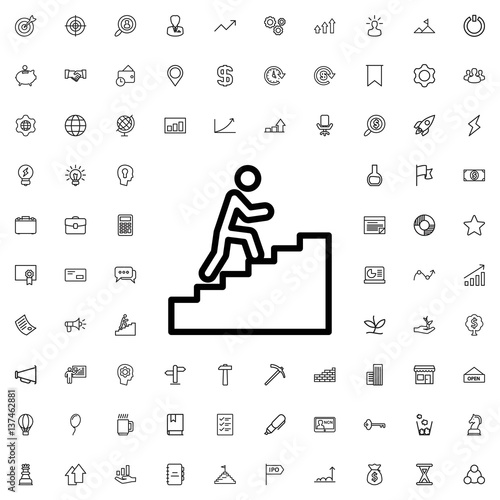 man climbing stairs icon illustration