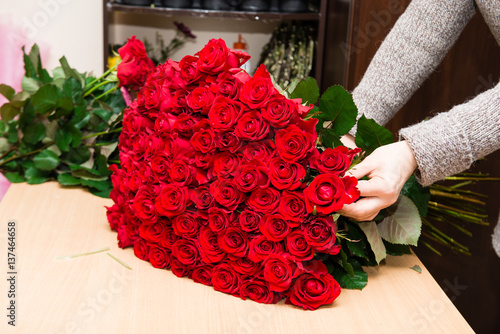 Woman working in flower shop