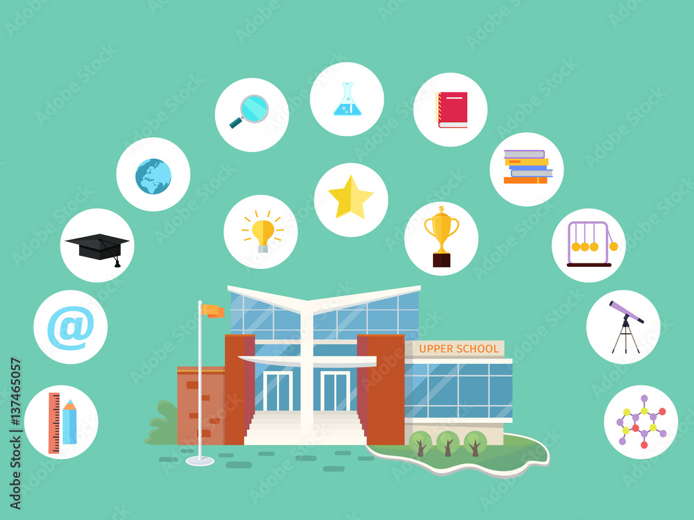Set of School Icons. Building Book Devices. Vector Set of School Icons. Building Book Devices. Vector