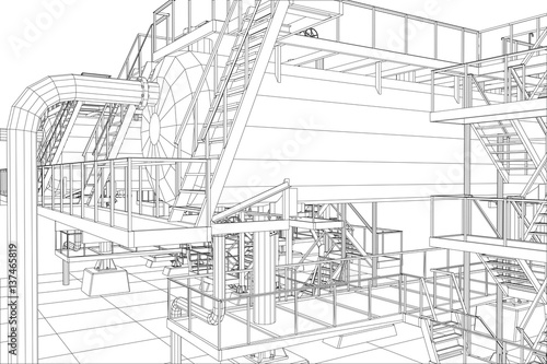 Oil and Gas industrial equipment vector illustration.