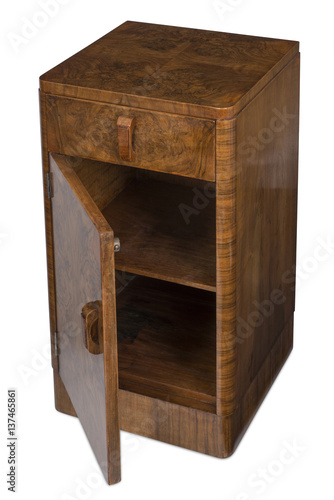 Cut out of Vintage Wooden Bedside Cabinet with Door Opened © photographyfirm