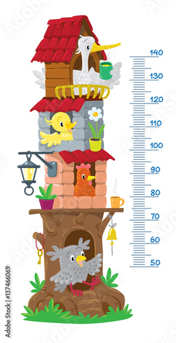 Meter wall with big fairy tree and funny birds