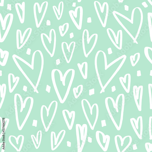 Seamless pattern with hand drawn hearts. Creative expressive background