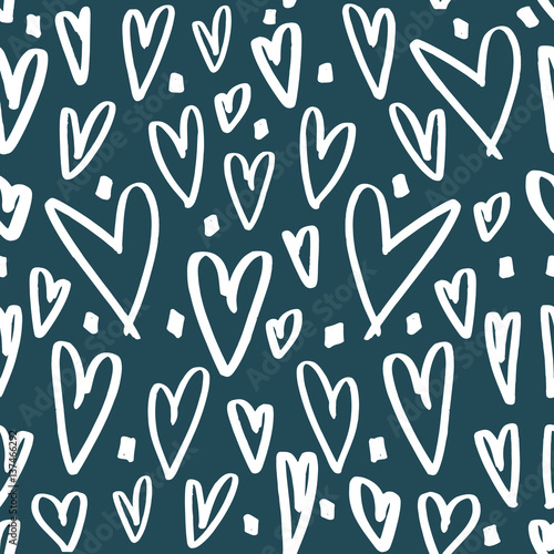 Seamless pattern with hand drawn hearts. Creative expressive background