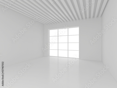 Empty white room interior office. 3d rendering.